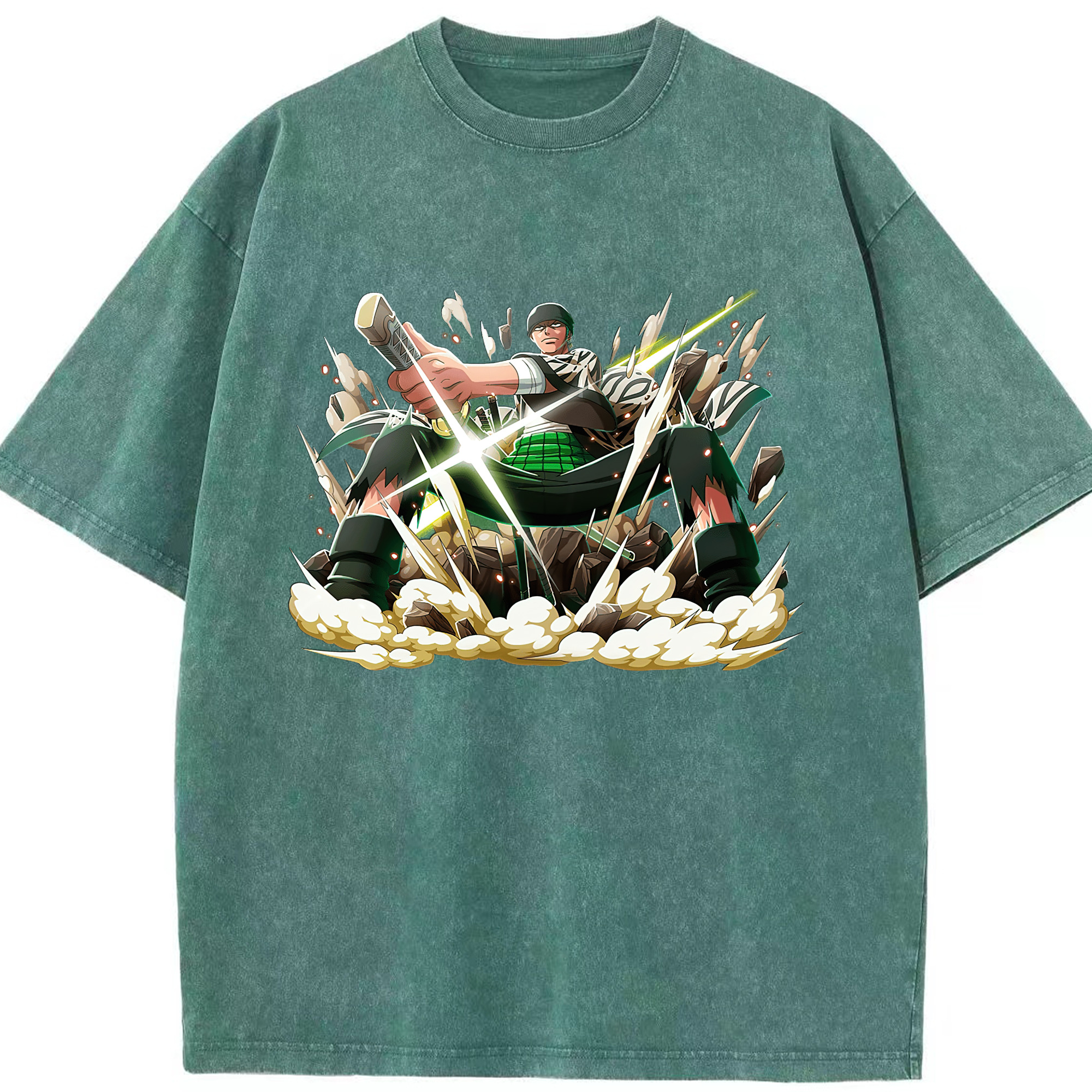 ワンピース ロロノア・ゾロ ONE PIECE Roronoa Zoro 綿100% ヴィンテージ風 半袖Tシャツ（フロントプリント）